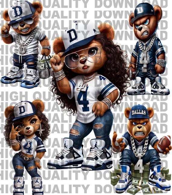 Dallas Teddy Bear PNG Bundle, Football Graphics (Digital Download)
