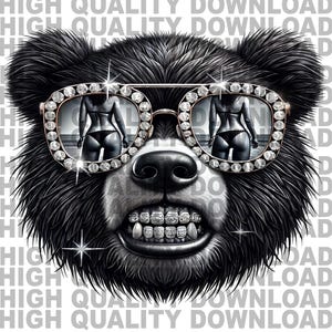 Gangsta  Teddy Bear Graffiti Cartoon, Digital Download PNG, Digital Download PNG, Merchandise Design