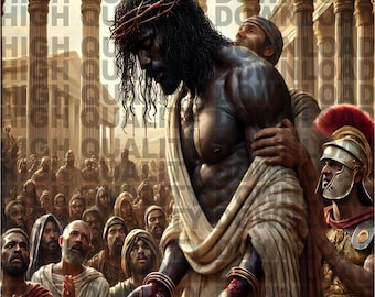 Jesus Christ standing before a large crowd in ancient times Digital Download