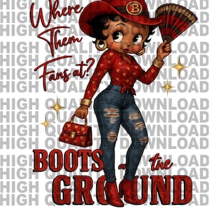 Betty Boop | Black Boots on the Ground PNG | Red | Tumbler | Betty Boop | black Cowgirl cowboy hat png | Rodeo Shirt png