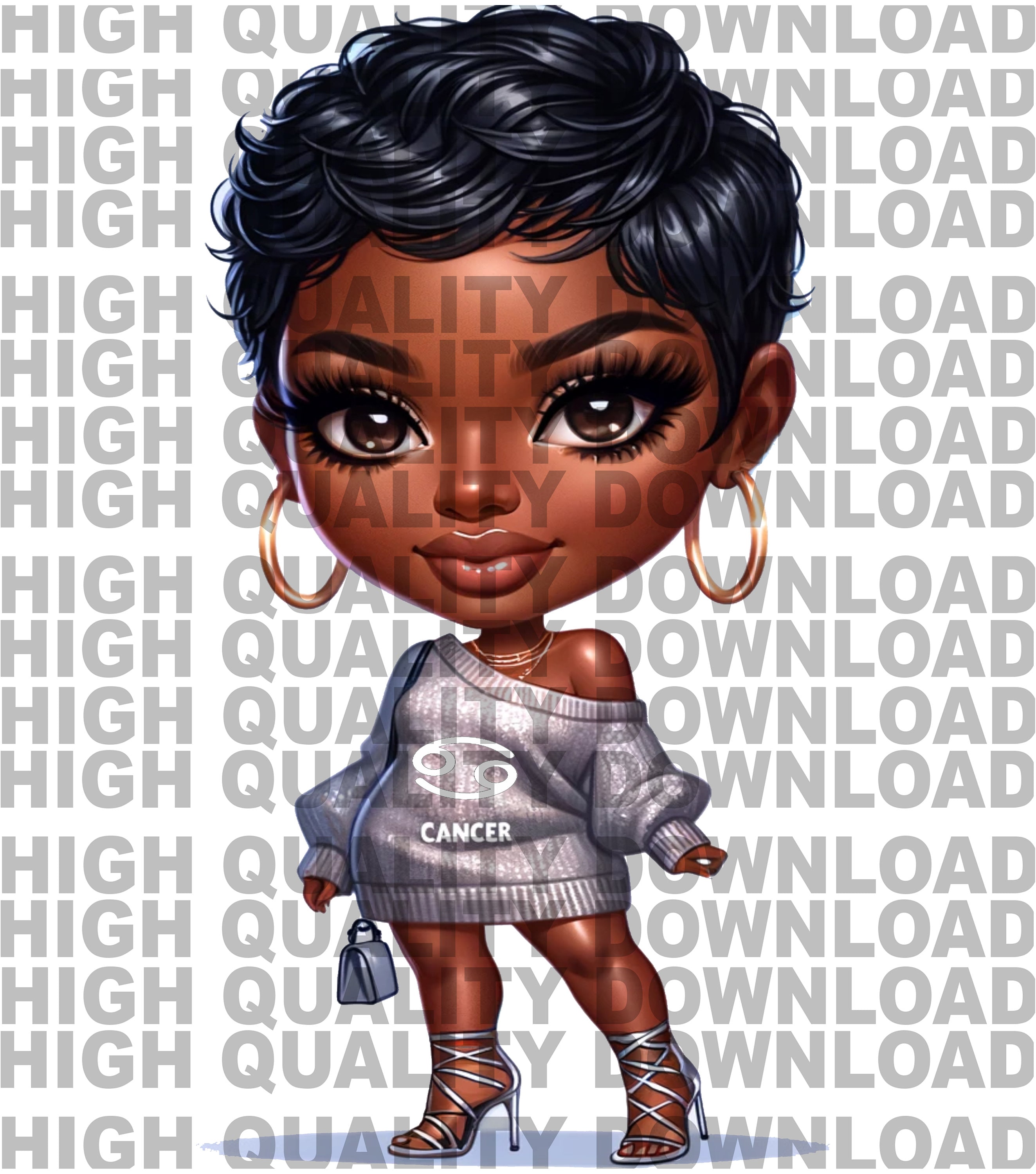 Zodiac Cancer Chibi Girl PNG – Cartoon Sublimation (digital Download ...