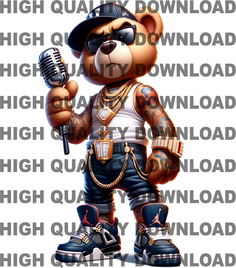 Hack Raper Bear Hip Hop Teddy Bear PNG, Rapper Cartoon Bear (digital Download) - Etsy