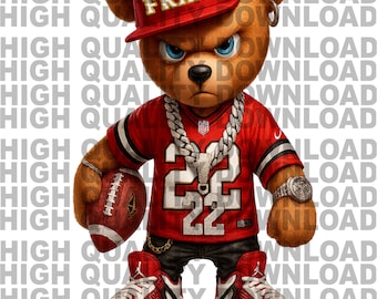 San Francisco Football Bear PNG: goudmijnontwerp (digitale download)