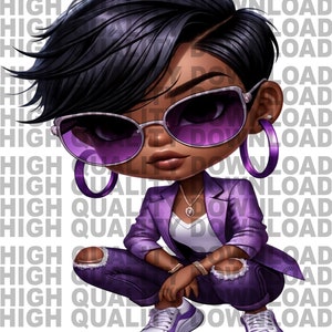 Female Boss, Betty png, Female Cartoon,  Girl, Girl Boss, sublimation, digital download, png, Chibi fur, Purple