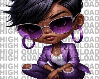 Purple Female Boss Chibi PNG (Digital Download)