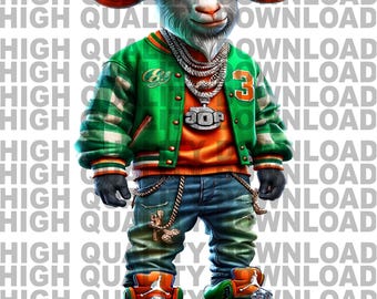 Graffiti Hip Hop Goat teddy Bear, Varsity Jacket, Cartoon Teddy Bear, Green, Orange,  sublimation, digital download, t-shirts png