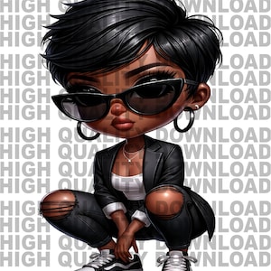 Female Boss, Betty png, Female Cartoon,  Girl, Girl Boss, sublimation, digital download, png, Chibi fur, black