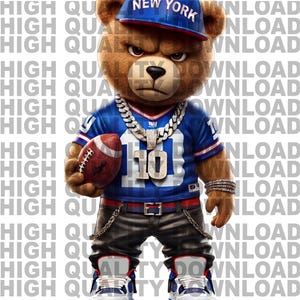 New York Teddy Bear png, PNG, New York Football Inspired png, digital download, PNG