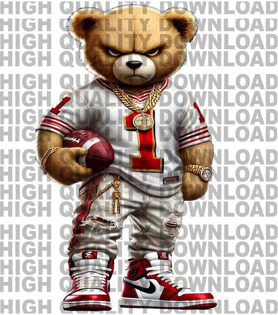 San Fransisco Teddy Bear png, PNG, San Fransisco Football Inspired png, digital download, PNG