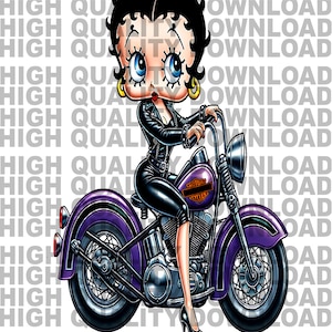 Betty Boop, Motorcycle Betty boop png, Betty, Betty png, Female Cartoon, For Tumbler, sublimation, digital download, Motorcycle png