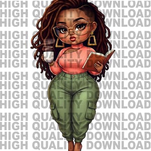 Pink and Green sorority digital download png, Sip Tea png, Read a book png, Download, Chibi Girl Boss,