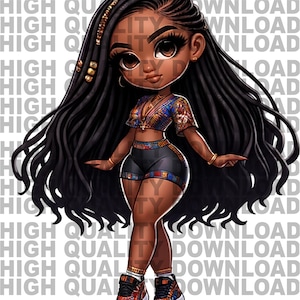 Juneteenth Chibi afroamericano, Juneteenth PNG, cartone animato, Juneteenth png, sublimazione, download digitale, dtf streetwear, png
