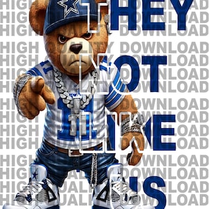 Dallas Teddy Bear png, They not like us PNG, Dallas Football Basketball Inspired png, digital download, PNG image 1