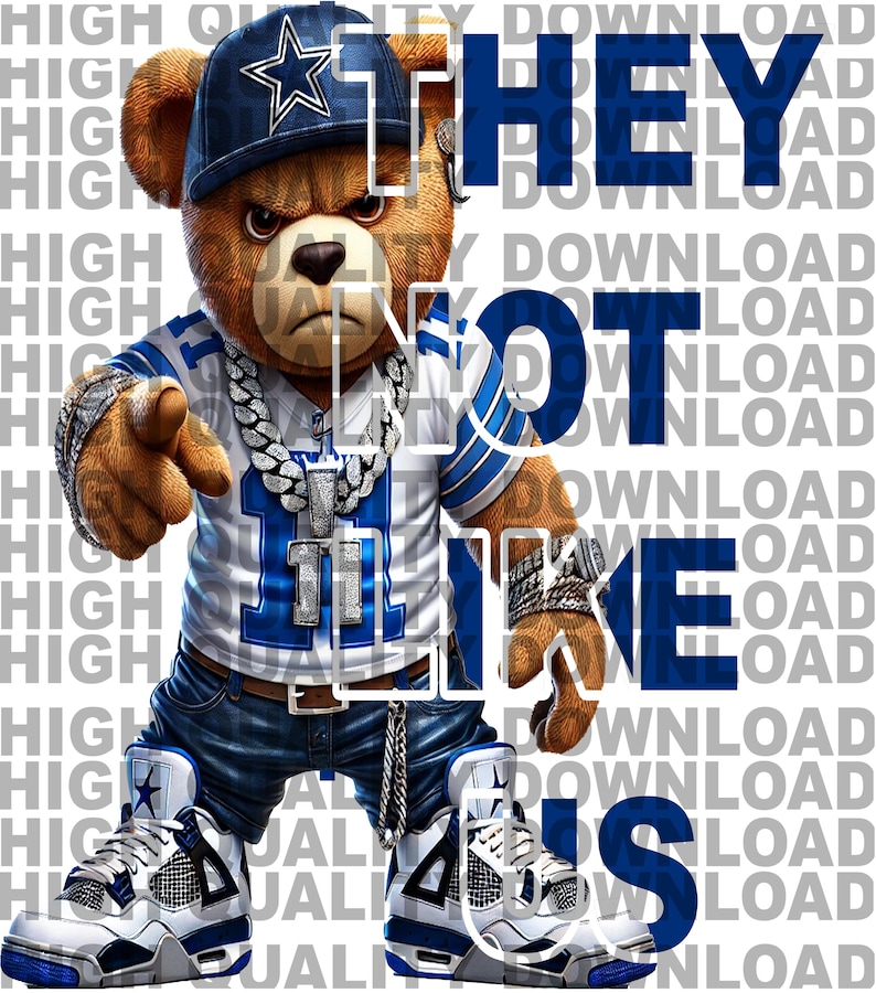 Dallas Teddy Bear png, They not like us PNG, Dallas Football Basketball Inspired png, digital download, PNG image 1
