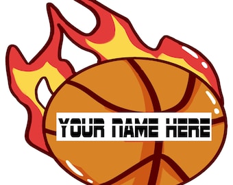 Personalized Flaming Basketball PNG - Custom Name Sports Design (Digital Download)