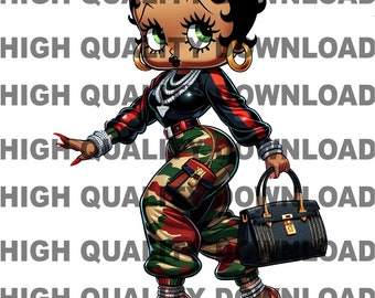 black Betty boop png, Black Betty, Betty png, Female, Girl Cartoon,  Bamboo earrings, sublimation, digital download, black red, png