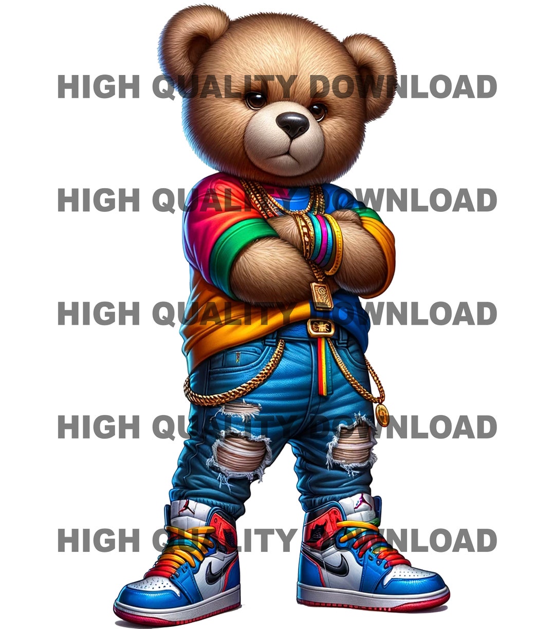 Graffiti Hip Hop Teddy Bear, Cartoon Teddy Bear, Sublimation, Digital ...