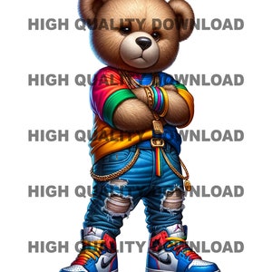 Graffiti Hip Hop Teddy Bear, Cartoon Teddy Bear, sublimation, digital download, Perfect for t-shirts and more png, jpeg, TEDDY BEAR PNG