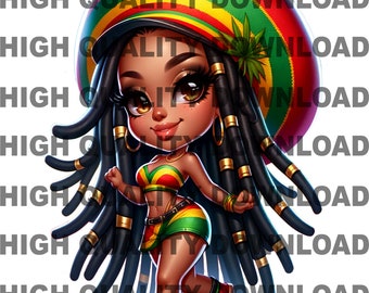 reggae Chibi, Betty boop png, Rasta girl, Betty png, Dibujos animados femeninos, Chibi png, sublimación, digital, Jamaica png, Negro png, jpeg