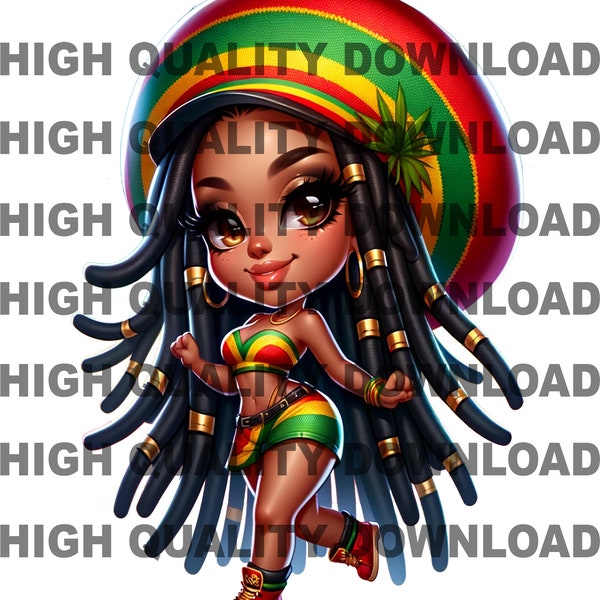 reggae Chibi, Betty boop png, Rasta girl, Betty png, Female Cartoon, Chibi png, sublimation, numérique, Jamaïque png, Black png, jpeg