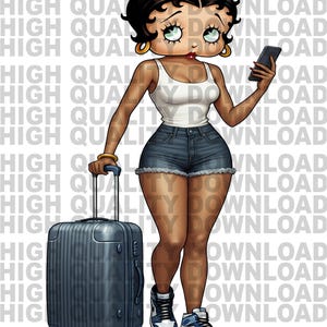 Betty boop Travel download png, Catch Flights, Betty png, Female, Girl Cartoon, sublimation, digital download, Boss Betty , png