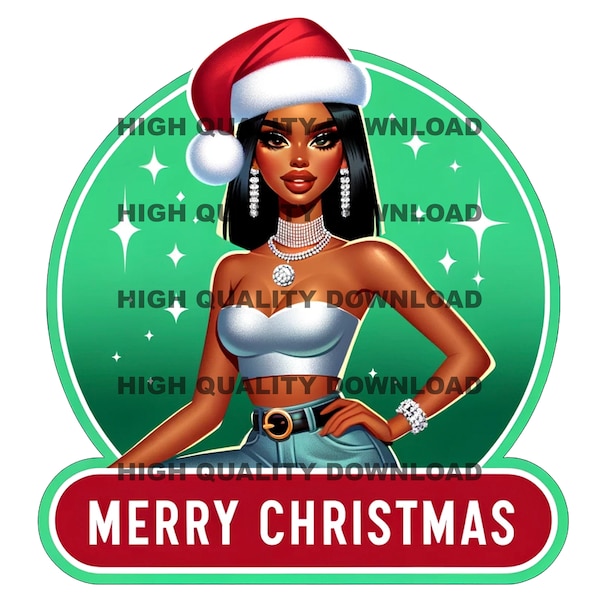 Merry Christmas PNG, Afro Queen, Christmas Shirt Print, Black Miss Clause,  Black Woman, Joy Woman Direct Print File