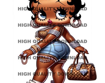 black Betty boop png, Black Betty, Betty png, Female, Girl Cartoon,  Bamboo earrings, sublimation, digital download, png, jpeg