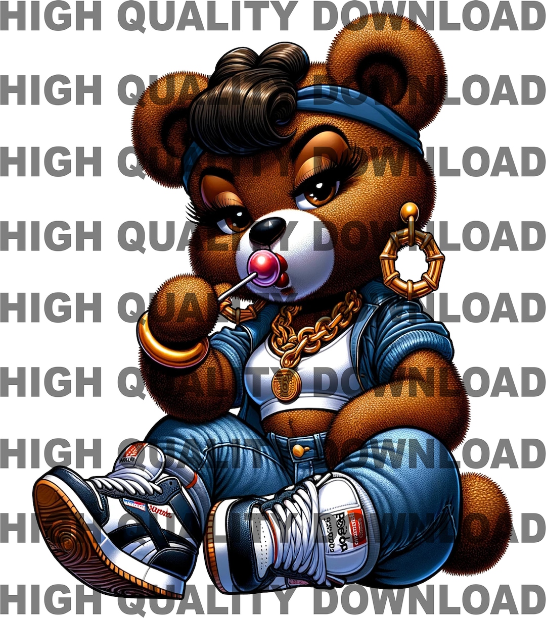 Hip Hop Teddy Bear PNG, Female Rapper, 80s Style (digital Download) - Etsy