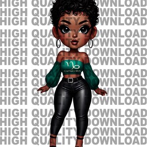山羊座の星座 - ちび女性png - 漫画png - 昇華 - インスタントデジタルダウンロード | PNG | Tシャツ、コーヒーカップなどに最適
