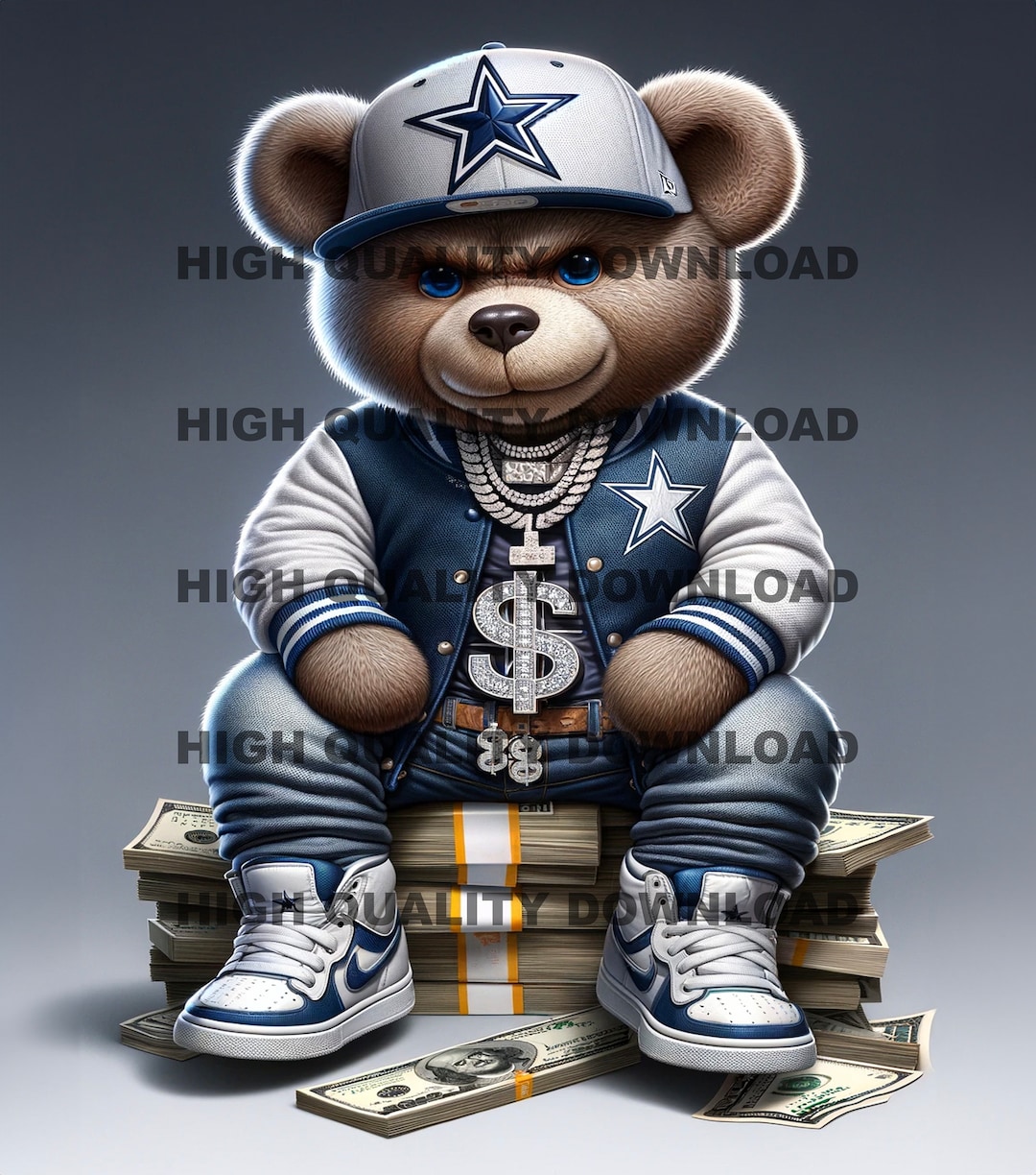 Cowboys Teddy Bear, Hip Hop Teddy Bear, Dallas, Digital Files, Png