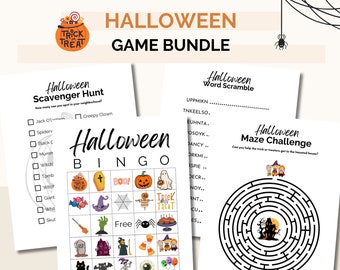 Halloween Party Games, Halloween Bingo, Halloween Scavenger Hunt, Halloween Mazes, Halloween Word Scramble