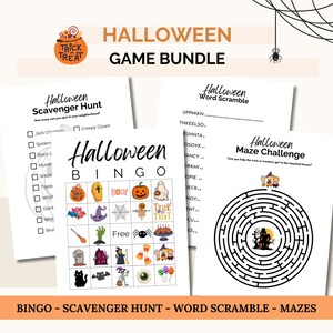 Halloween Party Games, Halloween Bingo, Halloween Scavenger Hunt, Halloween Mazes, Halloween Word Scramble