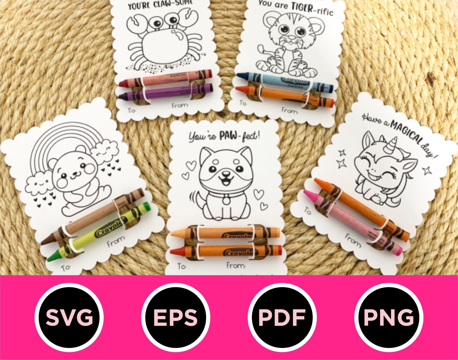 Valentine's Coloring Cards SVG Bundlecrayon Holder Etsy