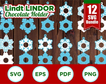 Snowflakes Lindor holder SVG Bundle, chocolate,Lindt,ornaments,christmas,favor,decorations,candy,filler,stocking stuffer,tree,snow,vector,id