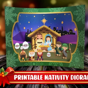 Diorama Narodzenia, materiały do druku 3D, narodziny Chrystusa, książka dla dzieci, Jezus, religia, model DIY, rzemiosło dla dzieci, opowieść bożonarodzeniowa, Bóg, zbawiciel, Betlejem, clipart svg