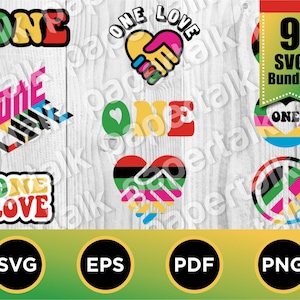 One Love SVG Bundle,fierté,football,coupe du monde,qatar,vecteur,reggae,cricut,unité,paix,jamaïque,bob marley,hippy,un sang,cœur,brassard,FIFA,svg