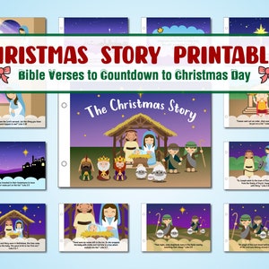 La historia de Navidad, natividad, nacimiento de cristo, salvador, libro imprimible, descarga instantánea, pdf, libro para niños, adviento, jesús, dios, cristiano, católico