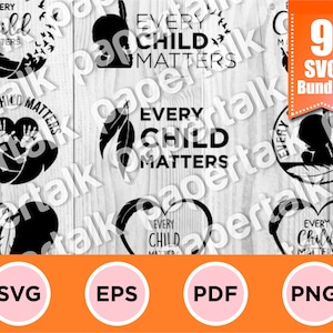 Chaque enfant compte SVG bundle, enfants école, indigène, journée chemise orange, cricut, sauver les enfants, fête nationale, réconciliation, guérir, se souvenir