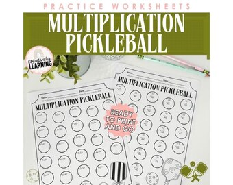 Multiplication Pickleball Worksheets | printable independent math practice pages | math centers, math games, fun math, small group work