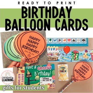 Geburtstags-Ballonkarten | Werkzeuge fürs Klassenzimmer, Ideen für Lehrer, Bildung, Klassengemeinschaft, Schulanfang, Klasseneinrichtung, Geschenke für Schüler, Ausdrucke