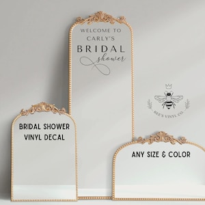 Custom Mirror Decal for Bridal Showers - Welcome Sign Mirror Decal, Personalized Decal for Welcome Sign, Bridal Shower Backdrop Decal