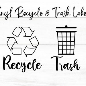 Recycle and Trash Can Labels, Vinyl Stickers for Garbage and Recycle Bins, Home Organization Labels, Decals for Organizing