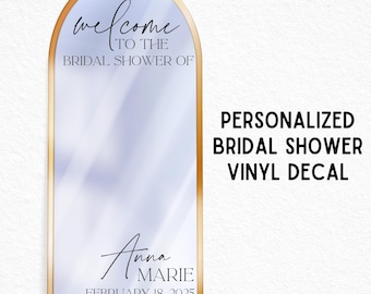 Custom Mirror Decal for Bridal Showers - Welcome Sign Mirror Decal, Personalized Decal for Welcome Sign, Bridal Shower Backdrop Decal