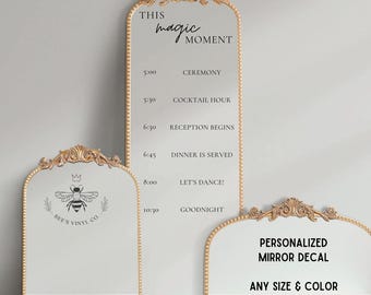 Custom Mirror Decal for Wedding Timeline, This Magic Moment Day of Timeline Decal - Welcome Sign Mirror Decal, Personalized Decal Weddings