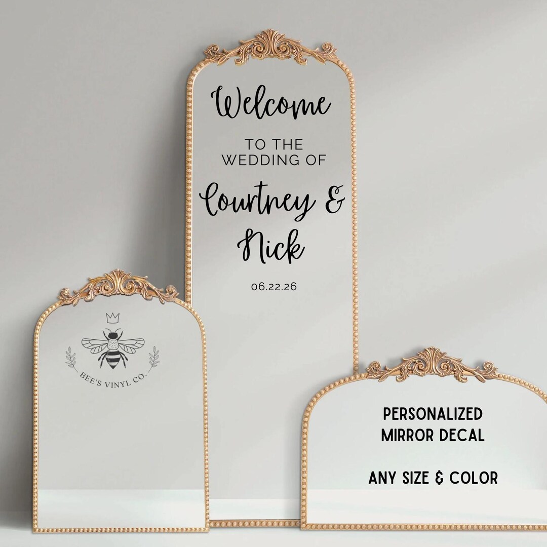 Personalized Decal for Weddings - Welcome Wedding Mirror Decal, Script ...