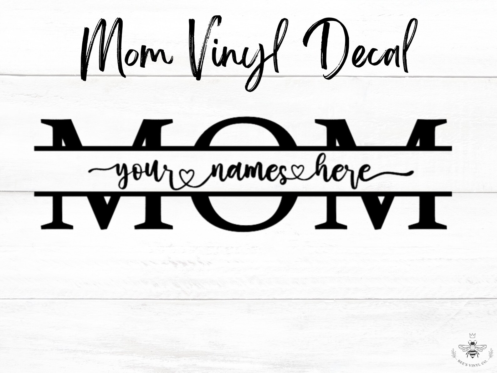 Mom Your Names R Mom Vinyl Decal With Kid's Names Connected by Heart - Mother's Day ...