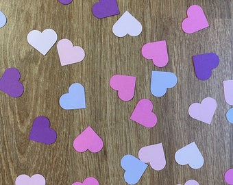 Valentine’s Day Confetti - Table Scatter for February - Party Decor - Pink & Purple Heart Paper Cut Outs