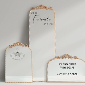 Vinyl Decal for Seating Chart - Our Favorite People - Wedding Sticker Decal for Seating Chart, Welcome Sign, Mirror
