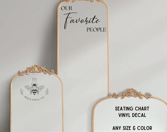 Vinyl Decal for Seating Chart - Our Favorite People - Wedding Sticker Decal for Seating Chart, Welcome Sign, Mirror