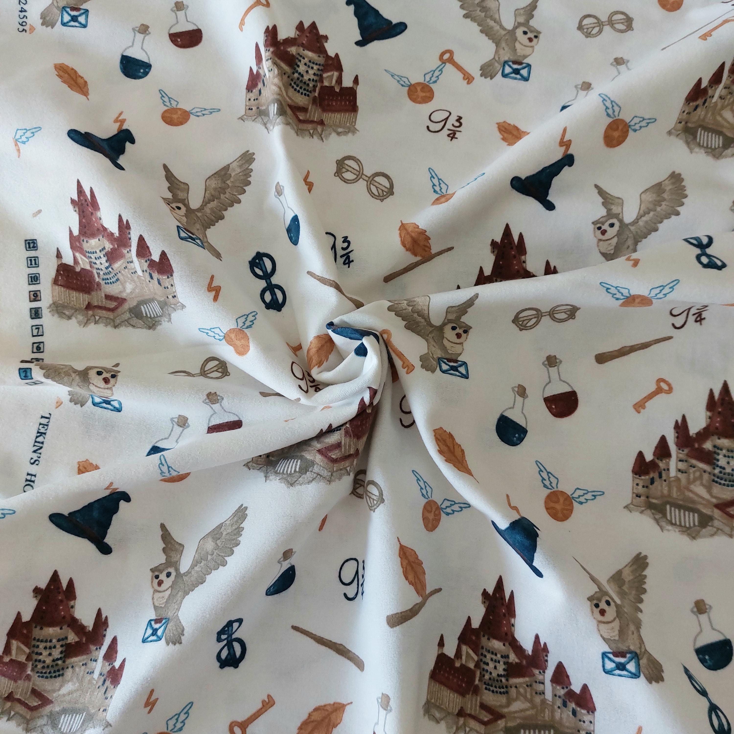 94&rdquo; Wide Wizard Owl Cotton Flannel Fabric Fantasy Sewing Cloth